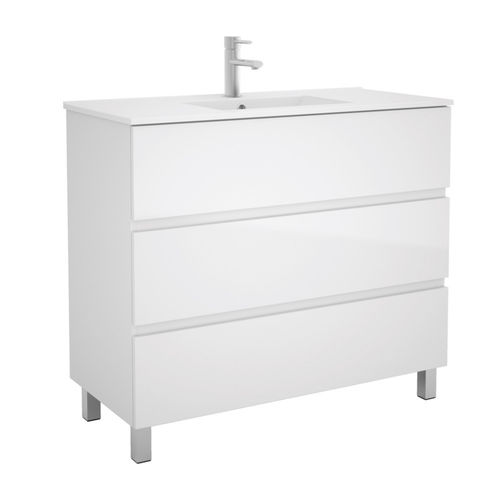 Salgar Fussion Line Waschtisch mit Unterschrank Weiß-Hochglanz 100cm