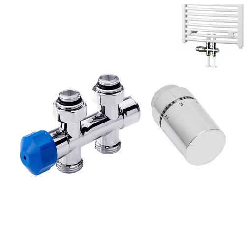 HSK-Anschluss-Set Mittelanschluss Boden Ventil-Set Durchgang, 3 Farben