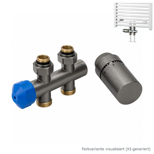 HSK-Anschluss-Set Mittelanschluss Boden Ventil-Set Durchgang, 3 Farben