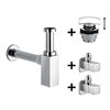 AVENARIUS Ablauf-Set aus Design-Siphon, 2 Eckventile und Click-Clack Ablaufgarnitur eckig