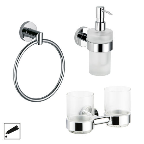 Avenarius Serie 200 Accessoire-Set bestehend aus Handutuchring, Seifenspender und Doppelglashalter
