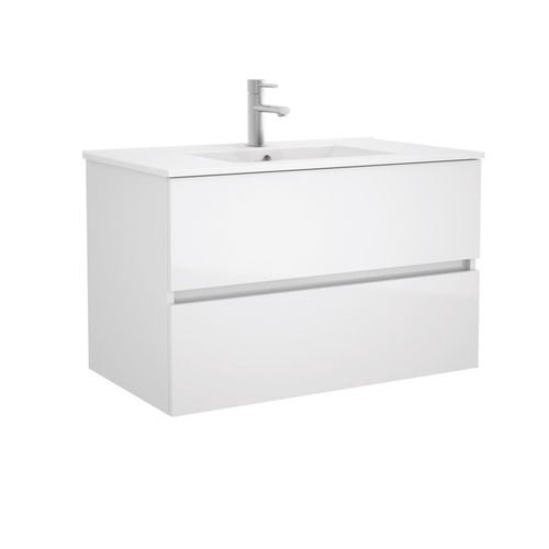 Salgar Fussion Line Waschtisch mit Unterschrank wandhängend Weiß-Hochglanz 90cm