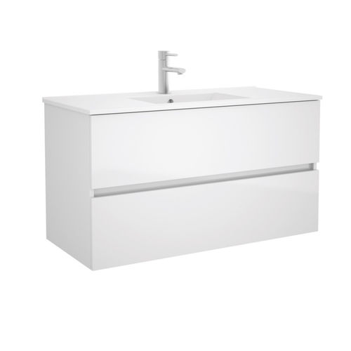 Salgar Fussion Line Waschtisch mit Unterschrank wandhängend Weiß-Hochglanz 100cm