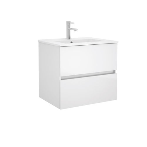 Salgar Fussion Line Waschtisch mit Unterschrank wandhängend Weiß-Hochglanz 60cm