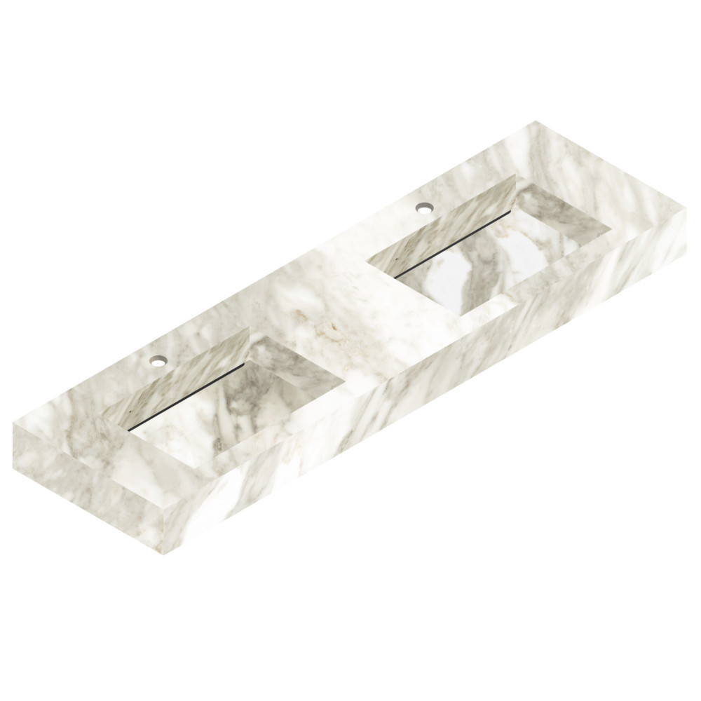 Salgar Compakt Waschtischplatte mit Doppelwaschbecken nach Maß Weißer