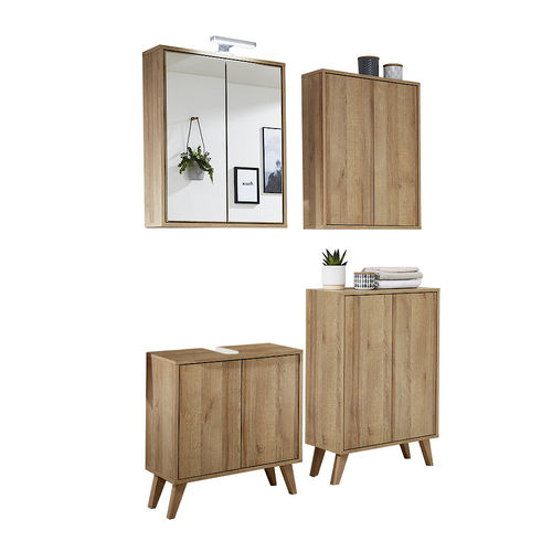 Fackelmann Finn Badmöbel Komplett Set, Ast Eiche, 60cm