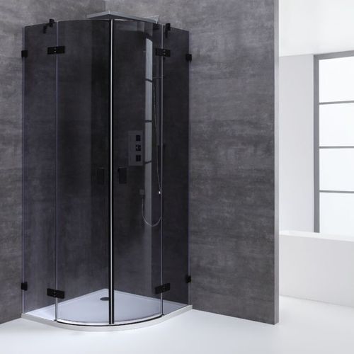 Viertelkreisdusche, schwarz, rahmenlos 90x90x210cm, 8mm Glas ESG, EasyClean
