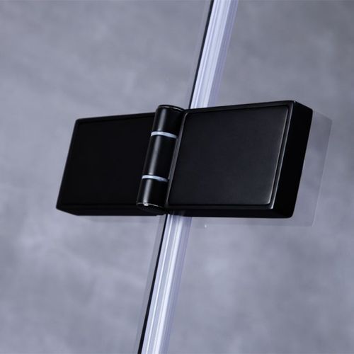 Viertelkreisdusche, schwarz, rahmenlos 100x100x210cm, 8mm Glas ESG, EasyClean