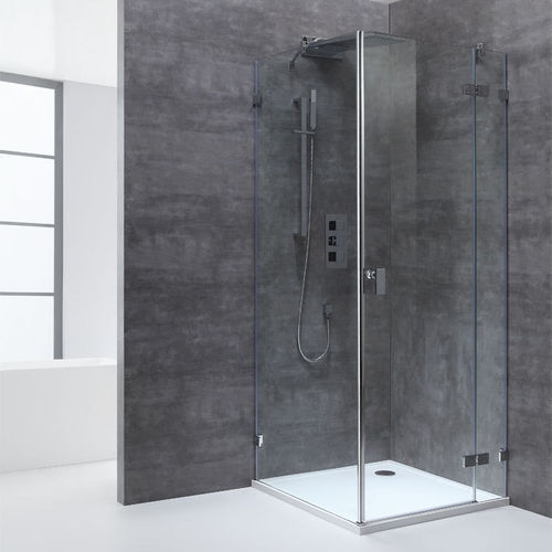 Eckdusche rahmenlos, 90x90cm, rechts, 8mm Glas, EasyClean