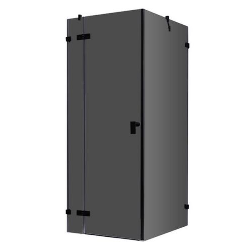 Eckdusche rahmenlos, schwarz, 90x90cm, links, 8mm Glas, EasyClean