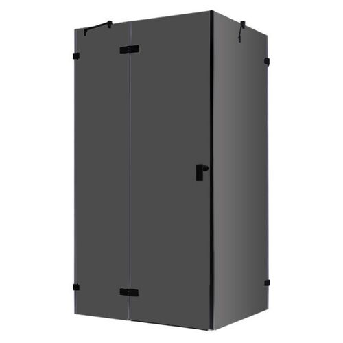 Eckdusche rahmenlos, schwarz, 120x90cm, links, 8mm Glas, EasyClean