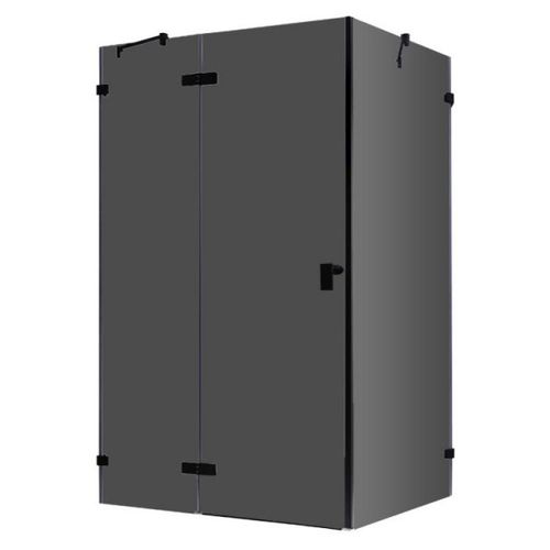 Eckdusche rahmenlos, schwarz, 150x90cm, links, 8mm Glas, EasyClean