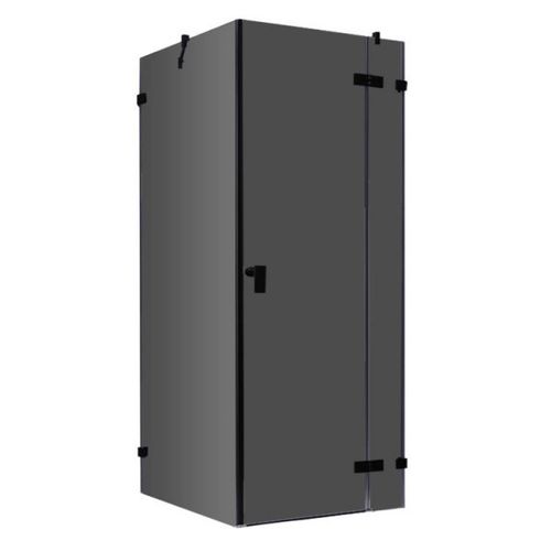 Eckdusche rahmenlos, schwarz, 100x100cm, rechts, 8mm Glas, EasyClean