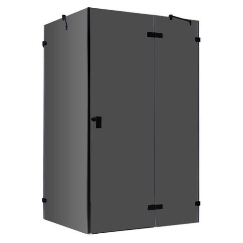 Eckdusche rahmenlos, schwarz, 150x90cm, rechts, 8mm Glas, EasyClean
