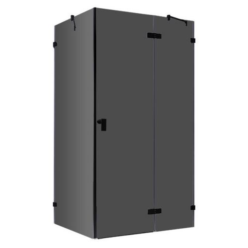 Eckdusche rahmenlos, schwarz, 120x90cm, rechts, 8mm Glas, EasyClean