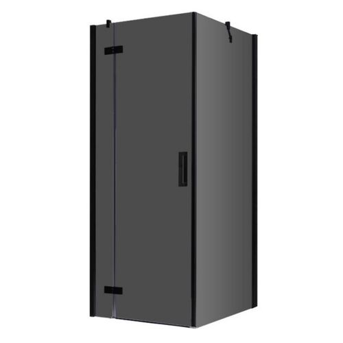 Eckdusche mit Rahmen, schwarz, 100x100cm, links, 8mm Glas, EasyClean