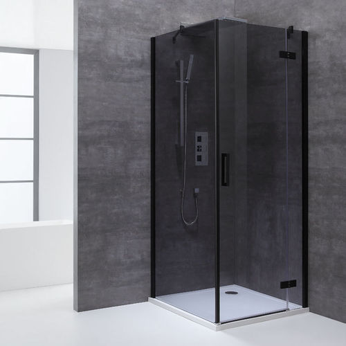 Eckdusche mit Rahmen, schwarz, 100x100cm, rechts, 8mm Glas, EasyClean