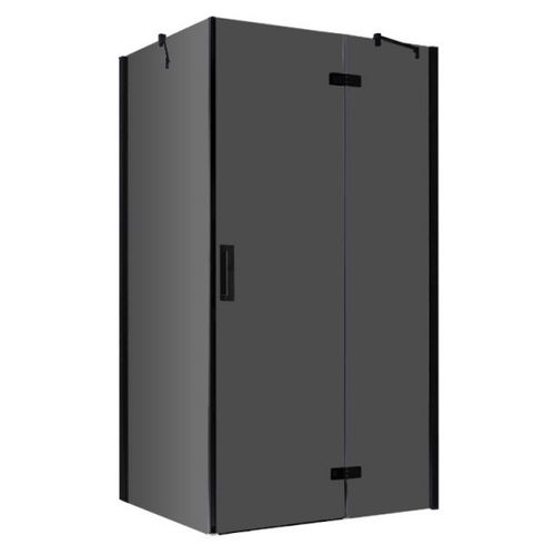 Eckdusche mit Rahmen, schwarz, 120x90cm, rechts, 8mm Glas, EasyClean