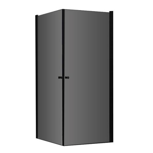 Eckdusche mit Rahmen, schwarz, Eckeinstieg, 90x90cm, 8mm Glas, EasyClean