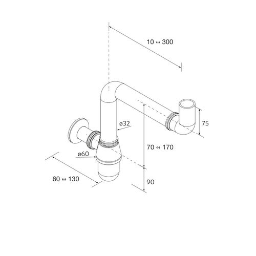 Salgar Raumsparsiphon Conex, Messing verchromt