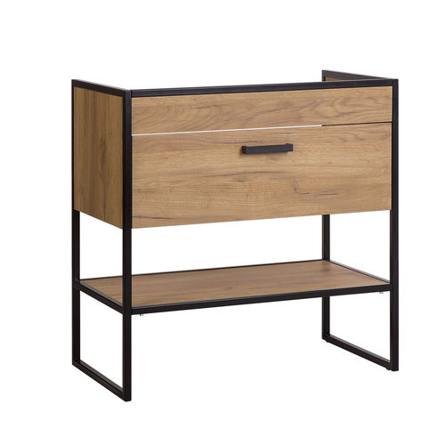 Novad Brooklin Waschtisch mit Unterschrank Industriedesign 80cm Eiche Schwarz