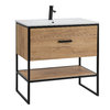Novad Brooklin Waschtischunterschrank Industriedesign 80cm Eiche Schwarz