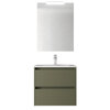 Santa Nova Set aus Waschtisch, Unterschrank und LED-Spiegel, 60cm, Grün Satin