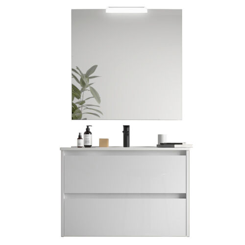 Santa Nova Set aus Waschtisch, Unterschrank und LED-Spiegel, 80-90cm, 10 Farbvarianten