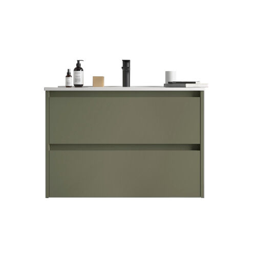 Santa Nova Waschtisch mit Unterschrank 90cm, Grün Satin