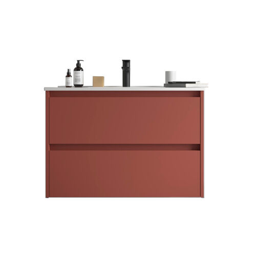 Santa Nova Waschtisch mit Unterschrank 90cm, Rot Satin