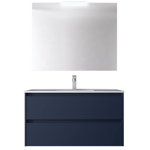 Santa Nova Set aus Waschtisch, Unterschrank und LED-Spiegel, 100cm, Blau Satin