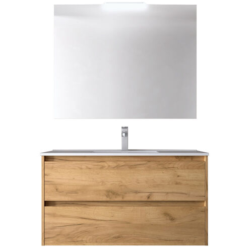 Santa Nova Set aus Waschtisch, Unterschrank und LED-Spiegel, 100cm, Eiche Afrika