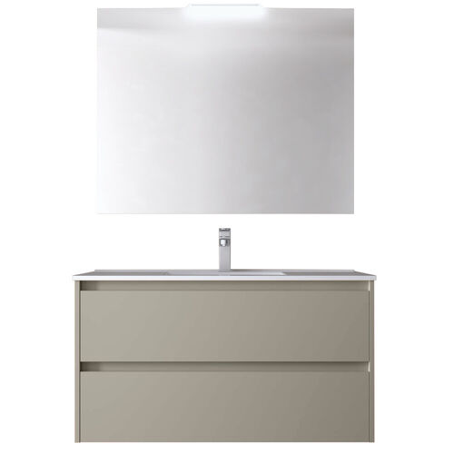 Santa Nova Set aus Waschtisch, Unterschrank und LED-Spiegel, 100cm, Grau Satin