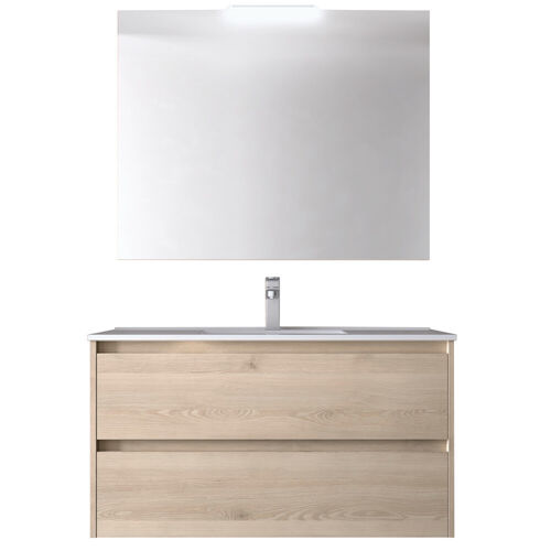 Santa Nova Set aus Waschtisch, Unterschrank und LED-Spiegel, 100cm, Nature