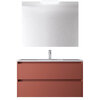 Santa Nova Set aus Waschtisch, Unterschrank und LED-Spiegel, 100cm, Rot Satin