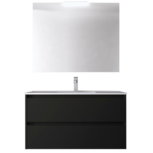 Santa Nova Set aus Waschtisch, Unterschrank und LED-Spiegel, 100cm, Schwarz Satin