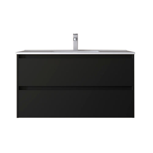 Santa Nova Waschtisch mit Unterschrank 100cm, Schwarz Satin