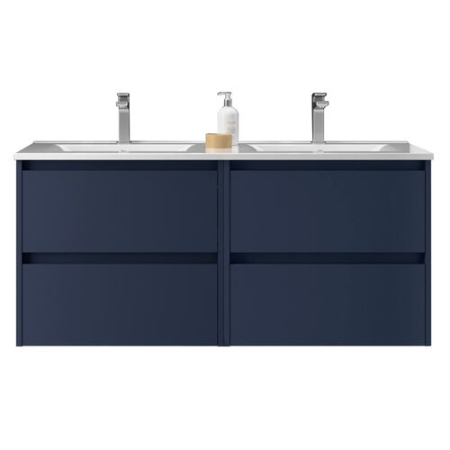 Santa Nova Doppelwaschtisch mit 2 Unterschränken, 120cm, Blau Satin