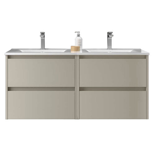 Santa Nova Doppelwaschtisch mit 2 Unterschränken, 120cm, Grau Satin