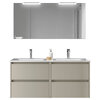 Santa Nova Set aus Doppelwaschtisch, Unterschränke und LED-Spiegel, 120cm, Grau Satin