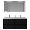 Santa Nova Set aus Doppelwaschtisch, Unterschränke und LED-Spiegel, 120cm, Schwarz Satin