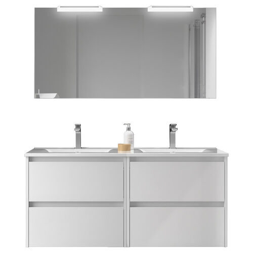 Santa Nova Set aus Doppelwaschtisch, Unterschränke und LED-Spiegel, 120cm, 10 Farbvarianten