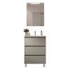 Santa Nova Badmöbel-Set Waschtisch mit Unterschrank bodenstehend, LED-Spiegel 60cm, Grau Satin