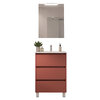Santa Nova Badmöbel-Set Waschtisch mit Unterschrank bodenstehend, LED-Spiegel 60cm, Rot Satin
