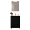 Santa Nova Badmöbel-Set Waschtisch mit Unterschrank bodenstehend, LED-Spiegel 60cm, Schwarz Satin
