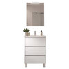 Santa Nova Badmöbel-Set Waschtisch mit Unterschrank bodenstehend, LED-Spiegel 60cm, Weiß Satin