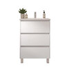 Santa Nova Badmöbel-Set Waschtisch mit Unterschrank bodenstehend 60cm, Weiß Satin