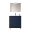 Santa Nova Badmöbel-Set Waschtisch mit Unterschrank bodenstehend, LED-Spiegel 80cm, Blau Satin