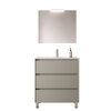 Santa Nova Badmöbel-Set Waschtisch mit Unterschrank bodenstehend, LED-Spiegel 80cm, Grau Satin
