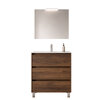 Santa Nova Badmöbel-Set Waschtisch mit Unterschrank bodenstehend, LED-Spiegel 80cm, Nussbaum